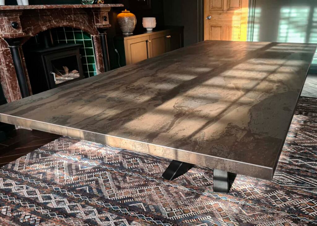 The surface of a Dekton Radium tabletop, close up