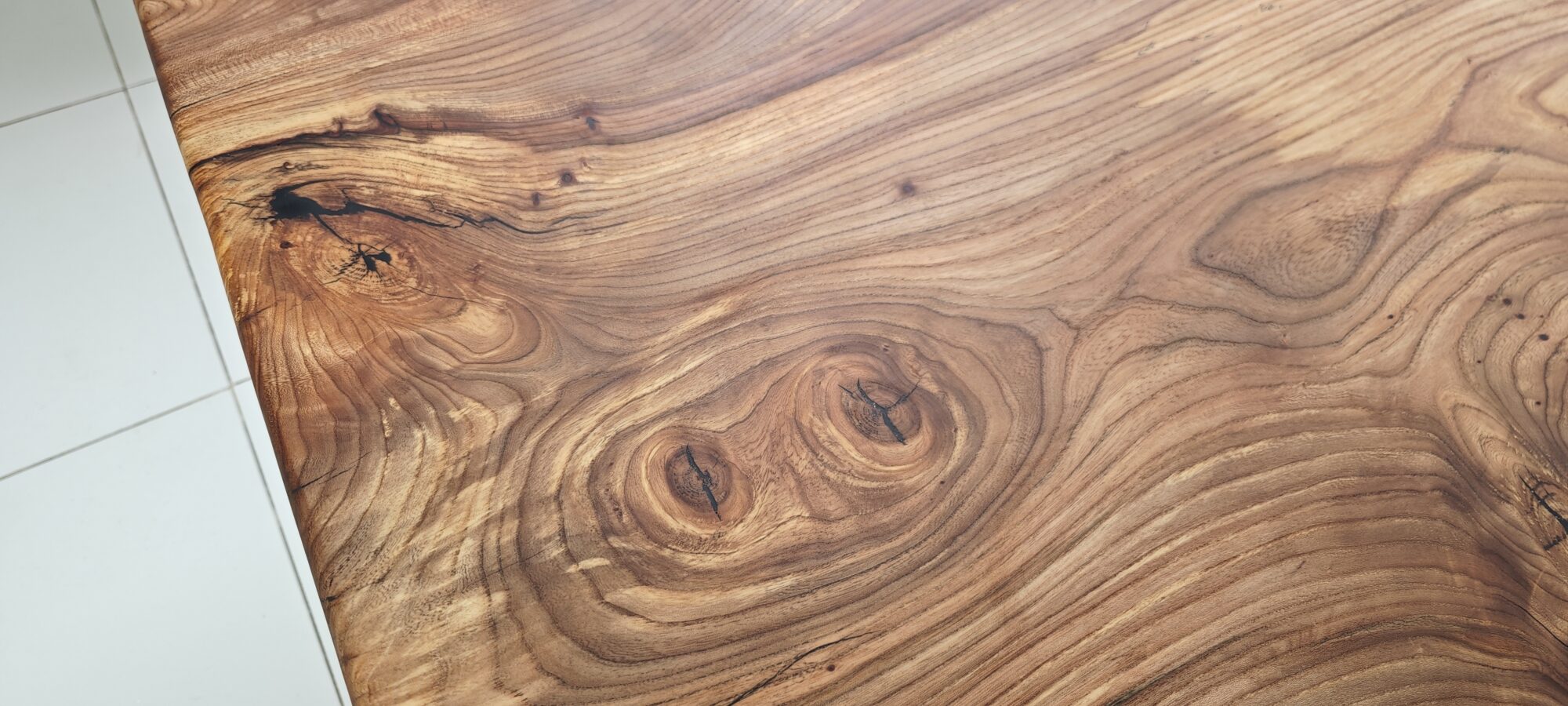 IN STOCK | English Elm Single-Slab Dining Tabletop | Live Edges | 8 Seater | 2.1m x 110cm | Choose Your Own Base, photo 11