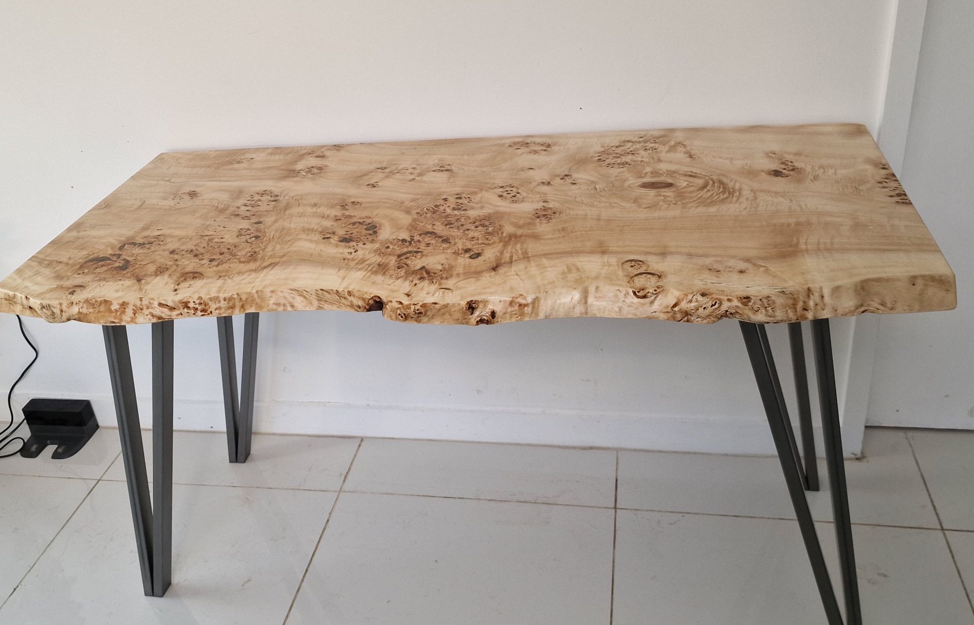 Live Edge Desk | Solid Mappa Burr Wood | Live Edge | Handmade | 120cm x 60cm, photo 2