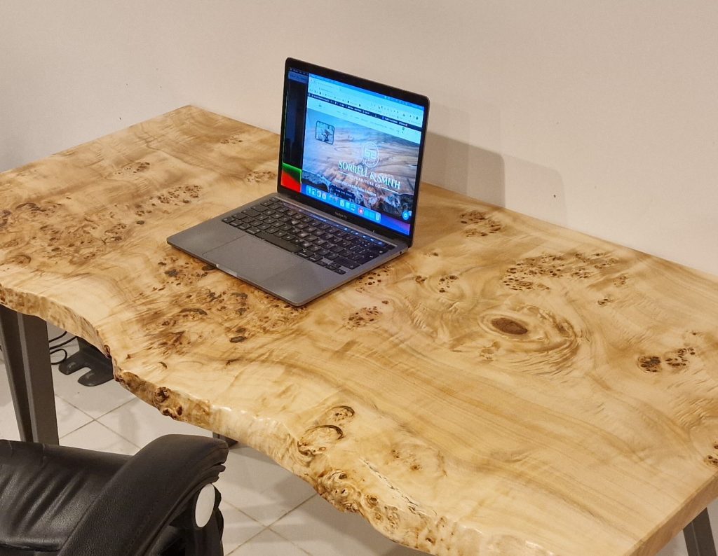 Live Edge Desk | Solid Mappa Burr Wood | Live Edge | Handmade | 120cm x 60cm, photo 12