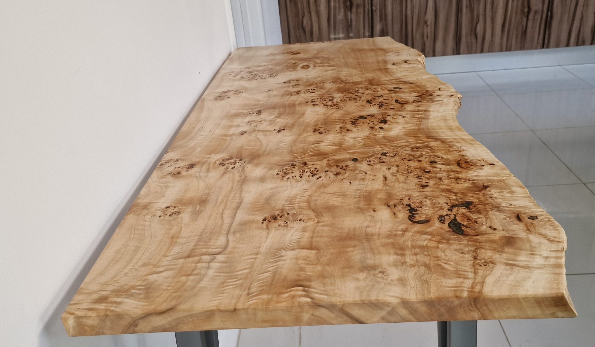 Live Edge Desk | Solid Mappa Burr Wood | Live Edge | Handmade | 120cm x 60cm, photo 5