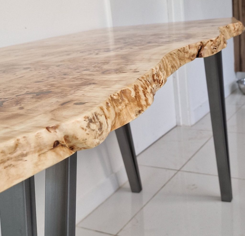 Live Edge Desk | Solid Mappa Burr Wood | Live Edge | Handmade | 120cm x 60cm, photo 6
