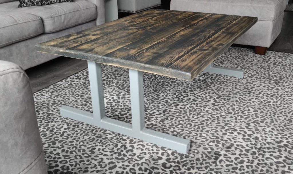 Reclaimed Rustic Wood Coffee Table | Recycled Wood | Steel Fabricated Legs, photo 2