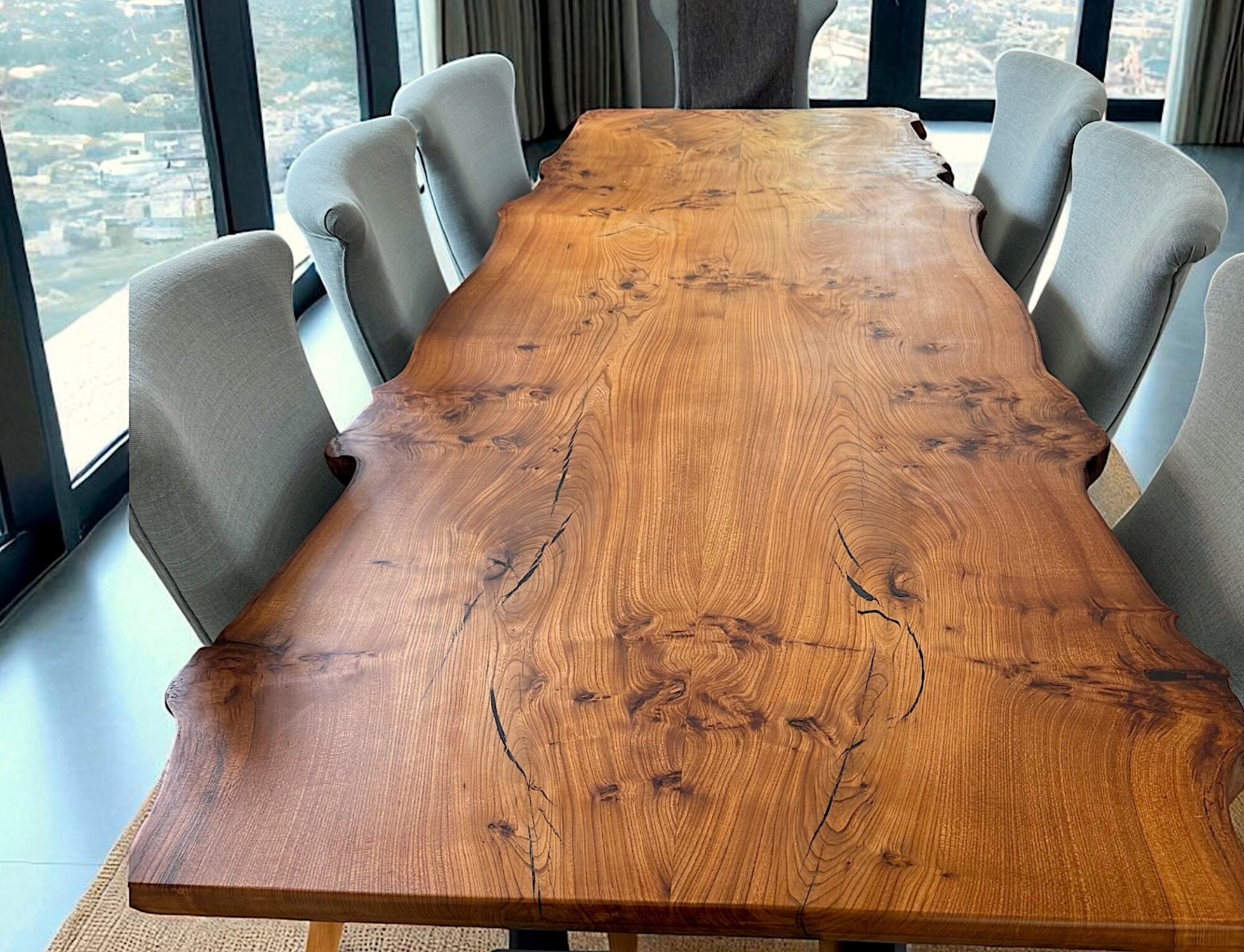SOLD | English Elm Handcrafted Dining Table | 2.5m x 100cm | Live Edges | Seats 8-10 | Choose Your Own Legs, photo 2