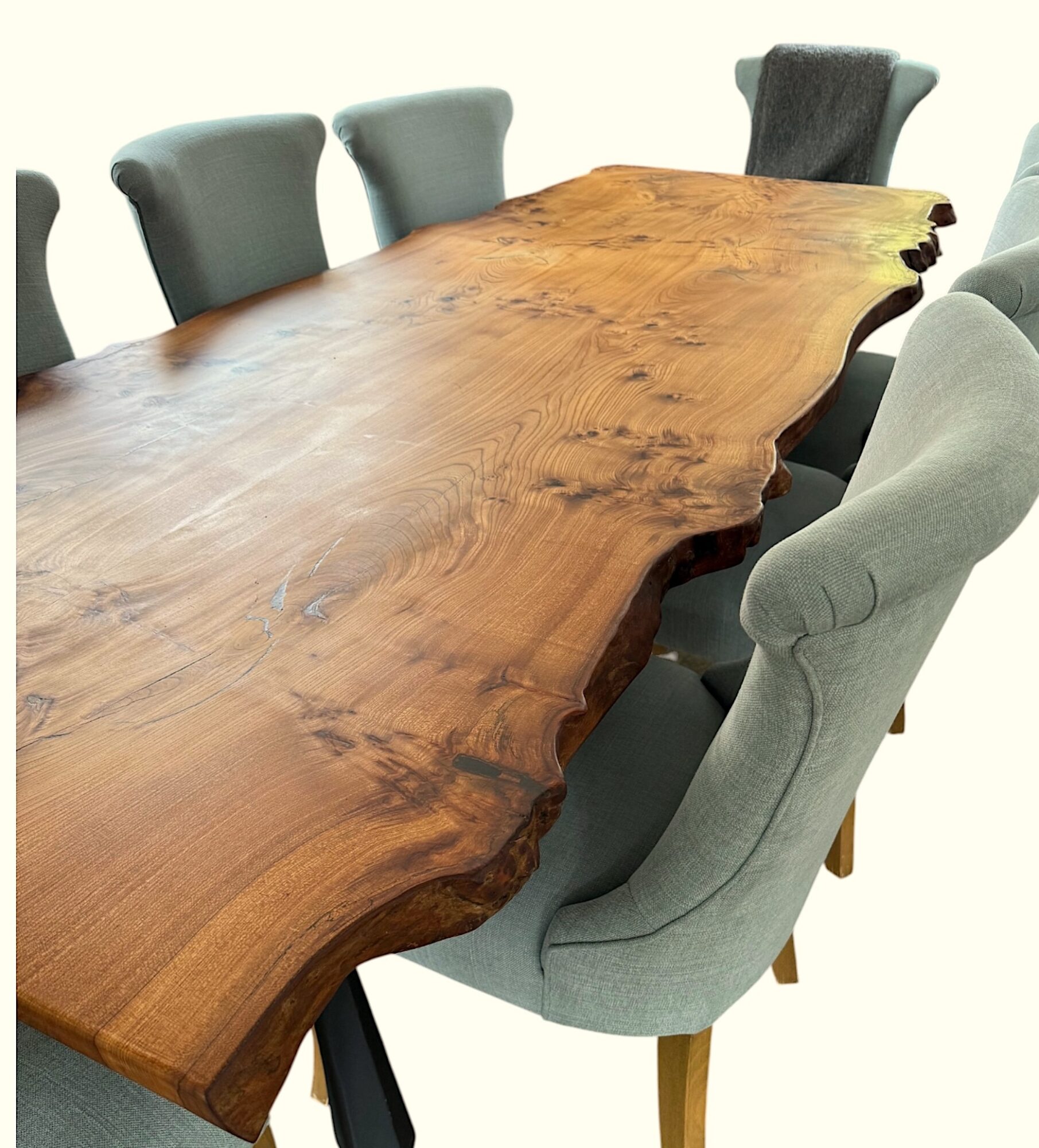 SOLD | English Elm Handcrafted Dining Table | 2.5m x 100cm | Live Edges | Seats 8-10 | Choose Your Own Legs, photo 6