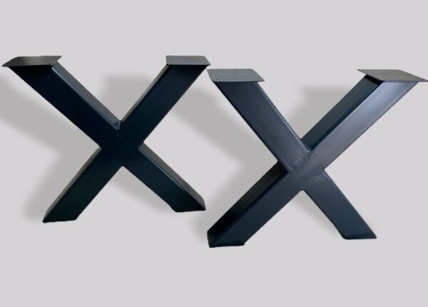 Straight X Steel Table Legs – Box Section – Custom Size & Colour