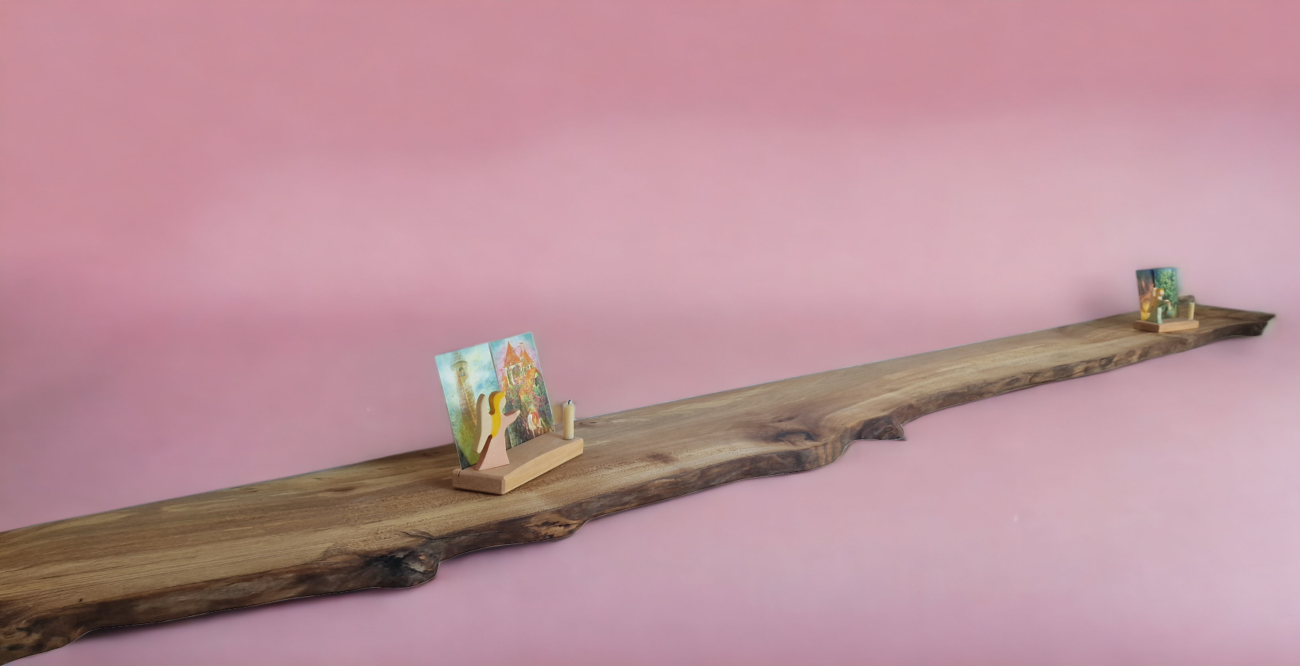 Handmade Solid English Elm Live Edge Floating Shelf Sorrell & Smith