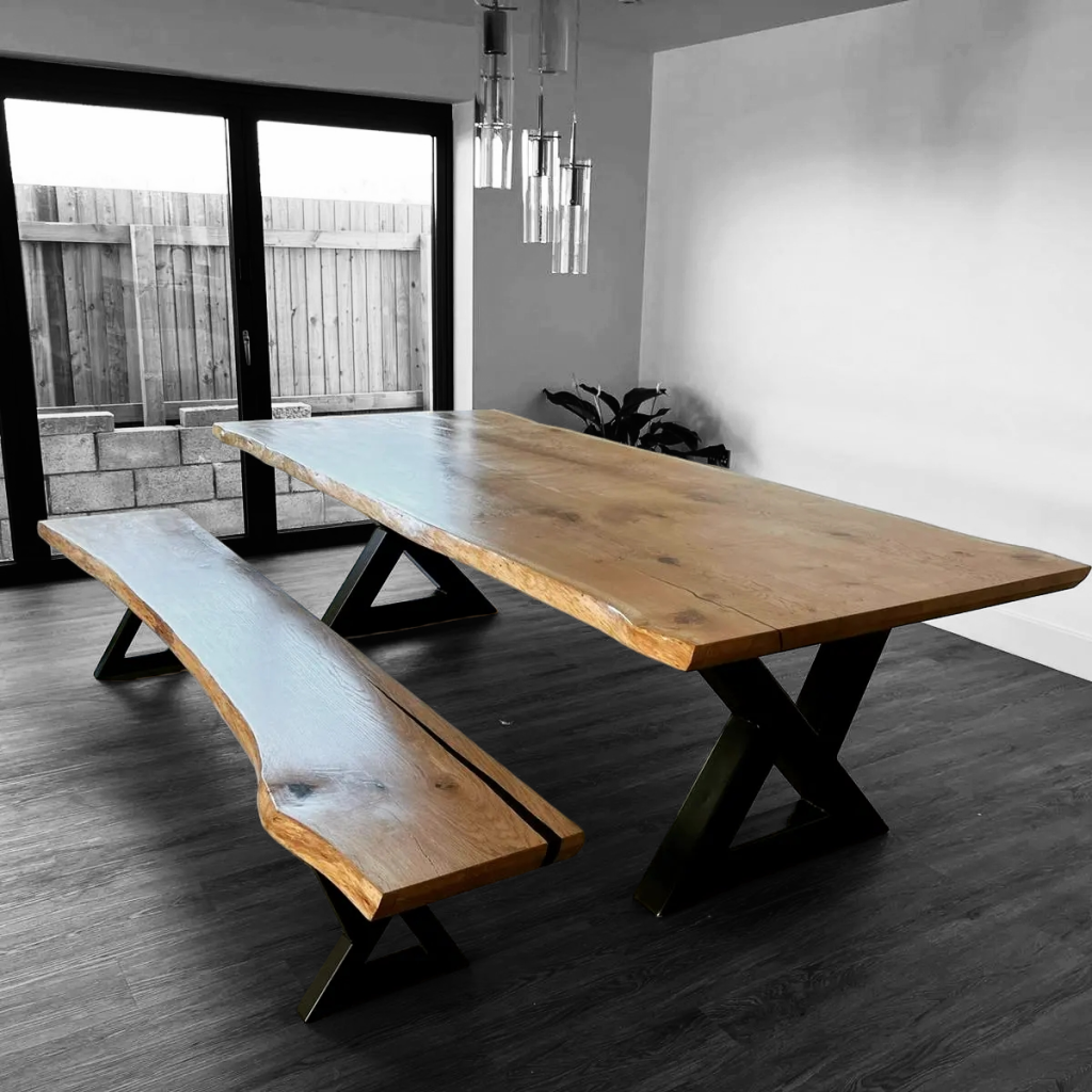 French oak table and bench
