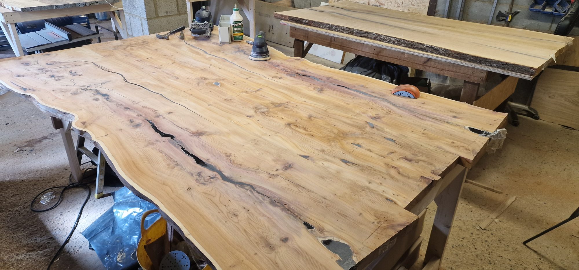 Yew slabs in the workshop