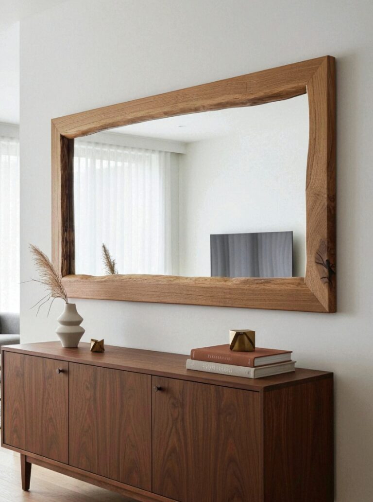 French Oak Mirror on a wall