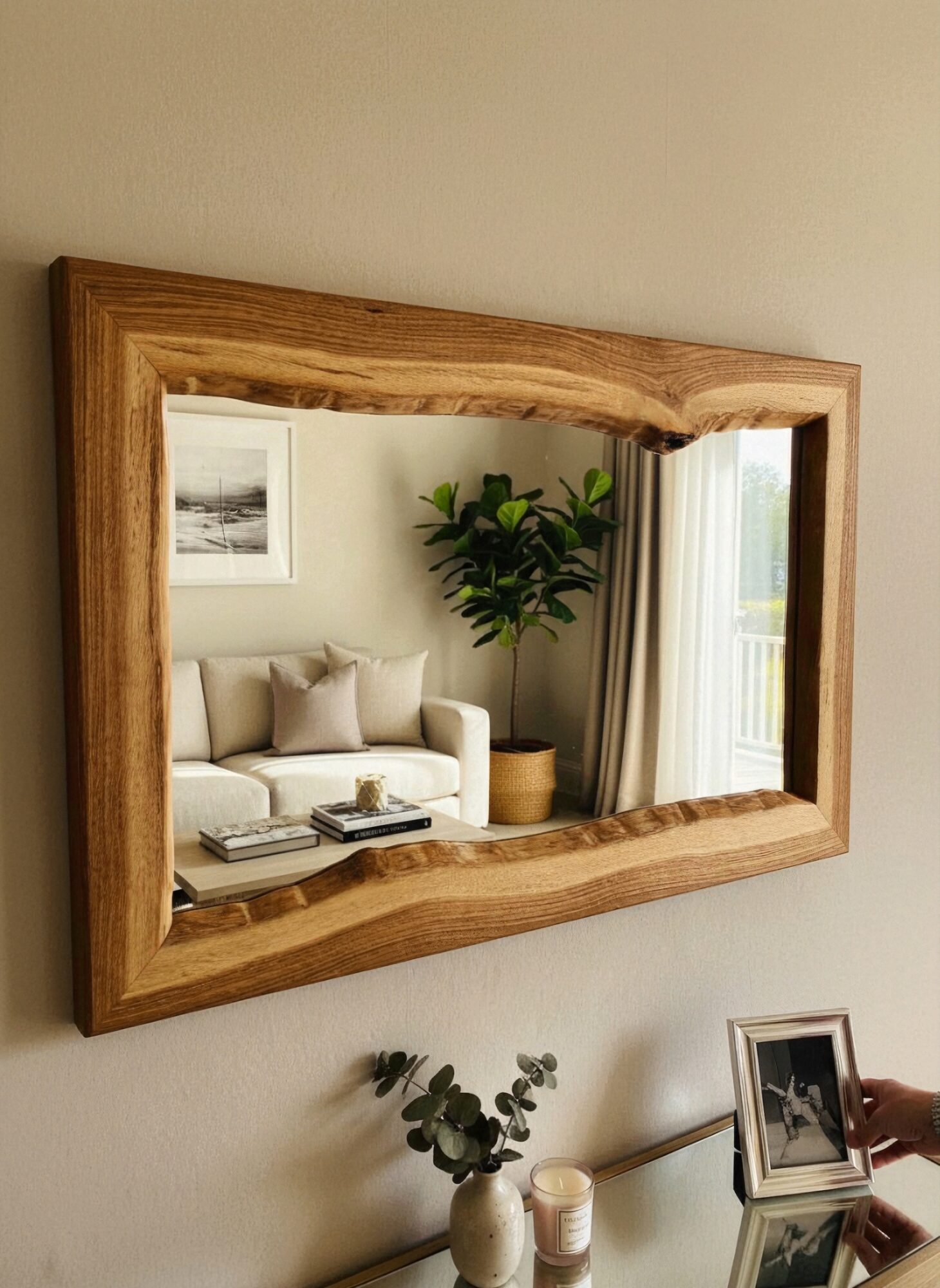 French Oak Mirror – solid French Oak live edge mirror