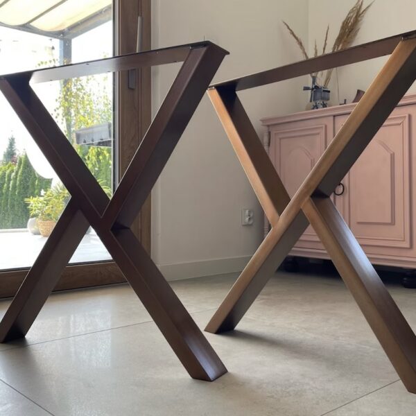 Crossbar X Steel Table Legs – Solid Thick Steel – Custom Size & Colour
