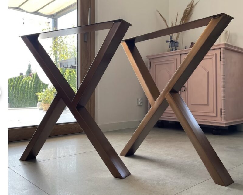 Crossbar X steel table legs