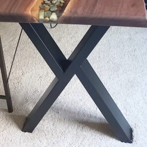 Heavy X Steel Table Legs – Solid Thick Steel – Custom Size & Colour