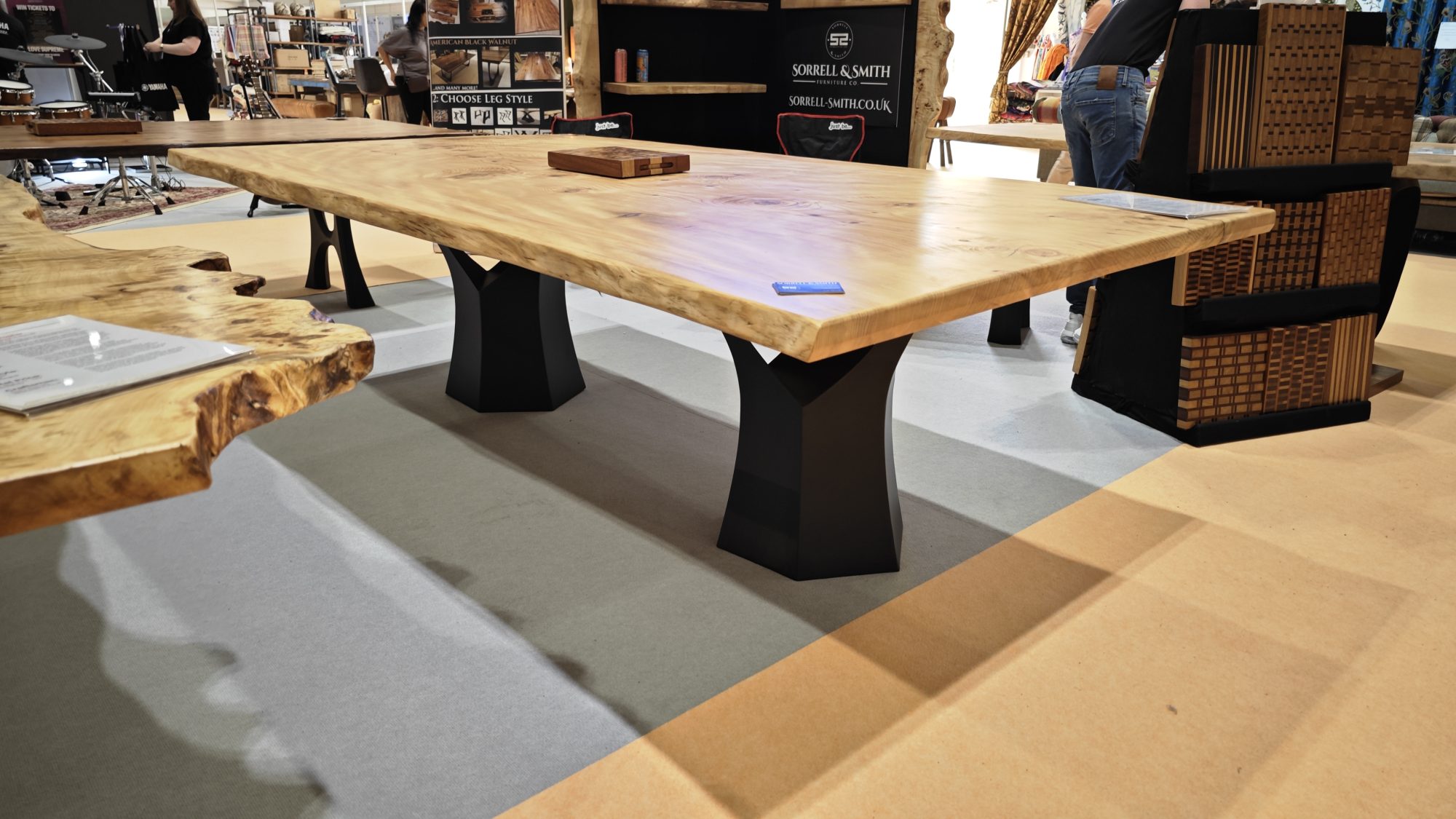 Cedar table in the showroom