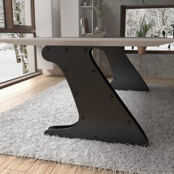 S-Curve Steel Slab Table Legs – Solid Thick Steel – Custom Size & Colour