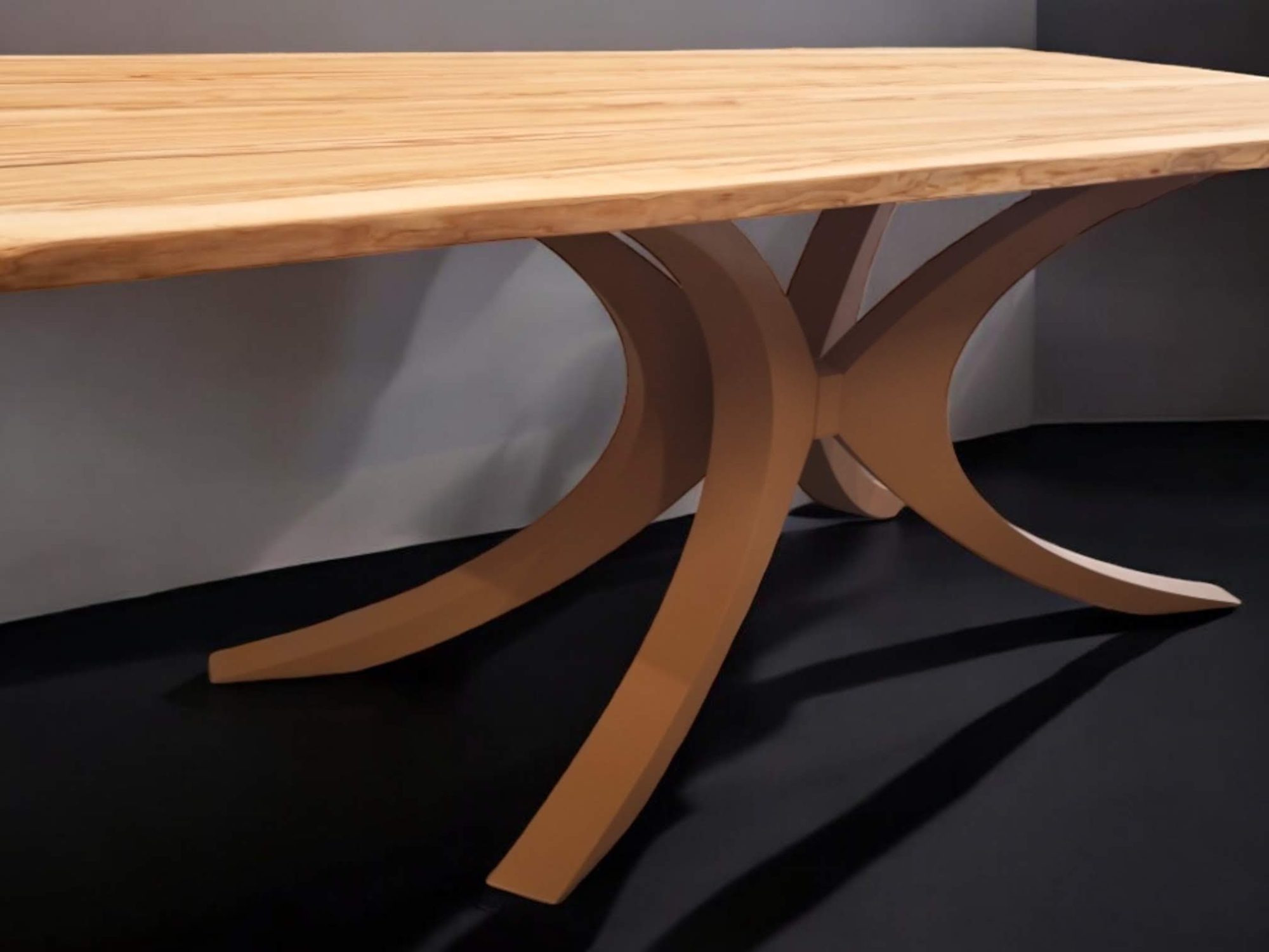 English ash table on a curved base