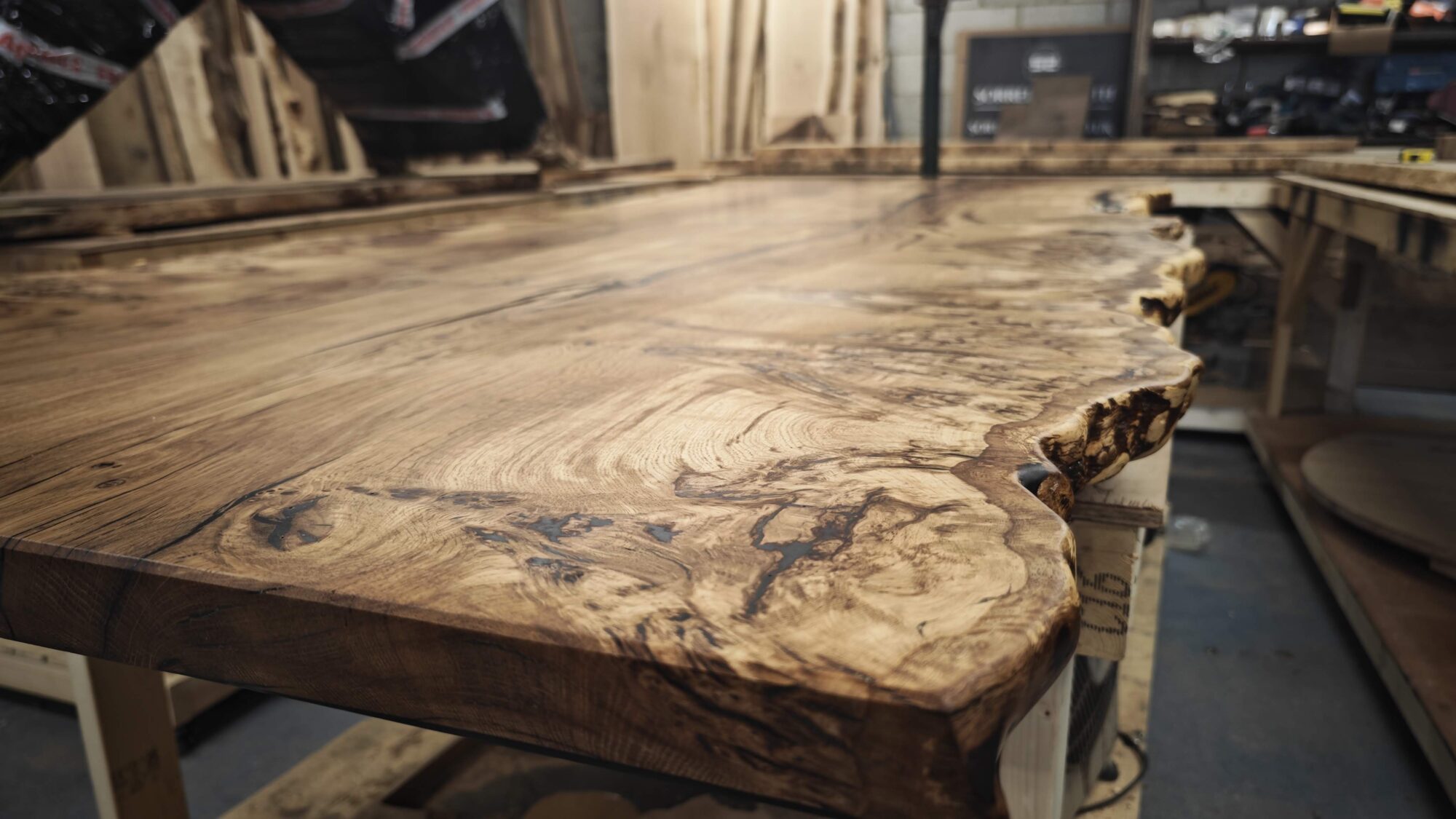 SOLD | Pippy Oak Single-Slab Tabletop | Live Edges | 10 Seater | 2.2m x 120cm | Choose Your Own Base, photo 3