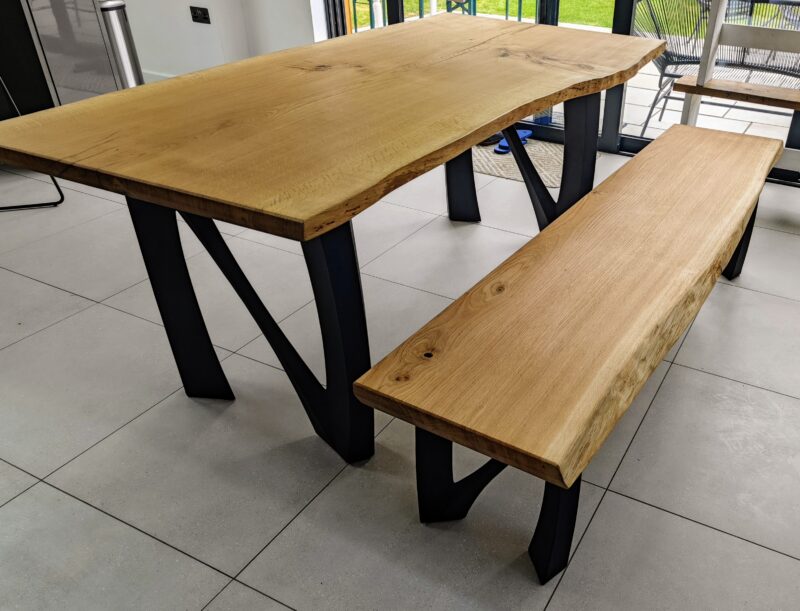 Slant steel table legs