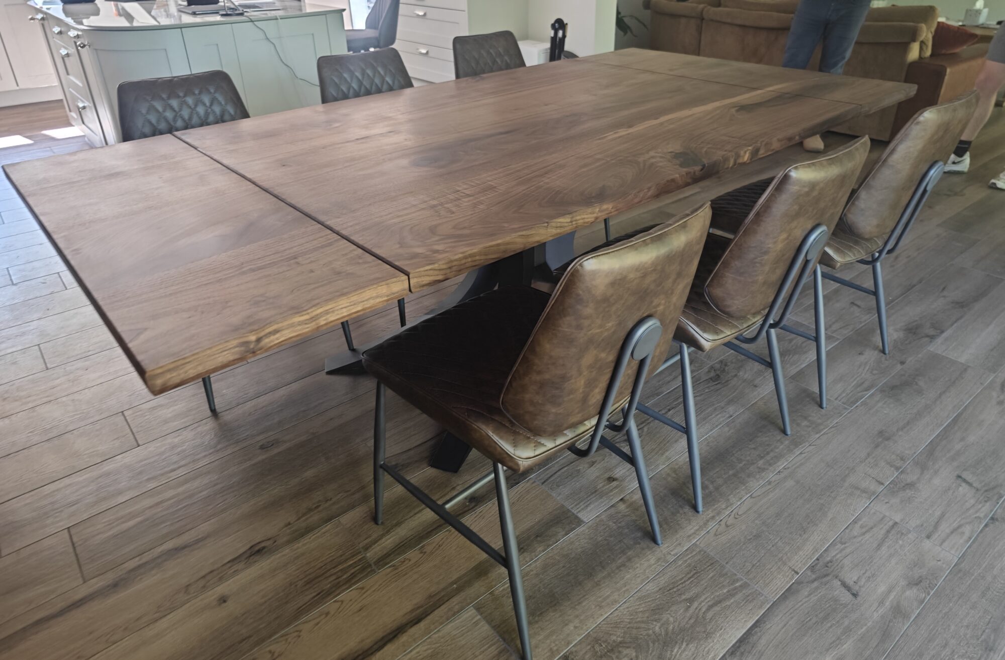Walnut dining table with chairs