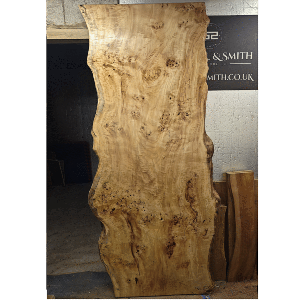 IN STOCK | Mappa Burr Single-Slab Tabletop | Live Edges | 10 Seater | 2.4m x 100cm | Choose Your Own Base