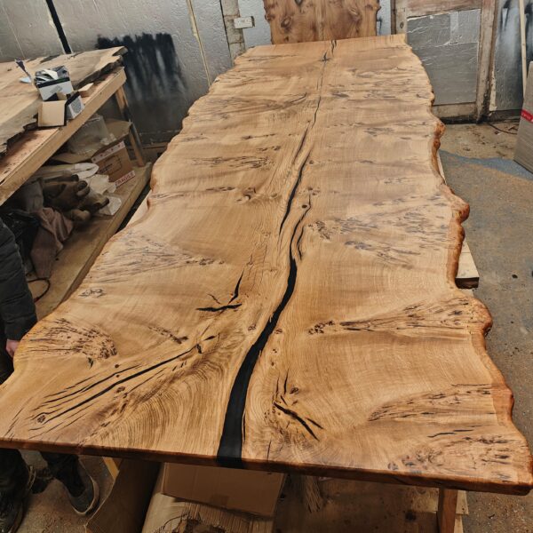 IN STOCK | Mega Burr Oak Single-Slab Tabletop | Live Edges | 12 Seater | 2.9m x 120-130cm | Choose Your Own Base