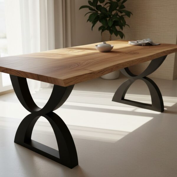 Abstract Hourglass - Metal Dining Table Base – Modern Metal Steel Legs - Fits Wood, Marble, Stone & Glass Tops [2TROVAS84102]