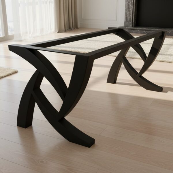 Infinity Arc - Metal Dining Table Base – Modern Metal Steel Legs - Fits Wood, Marble, Stone & Glass Tops [2TRFLCENT8101]