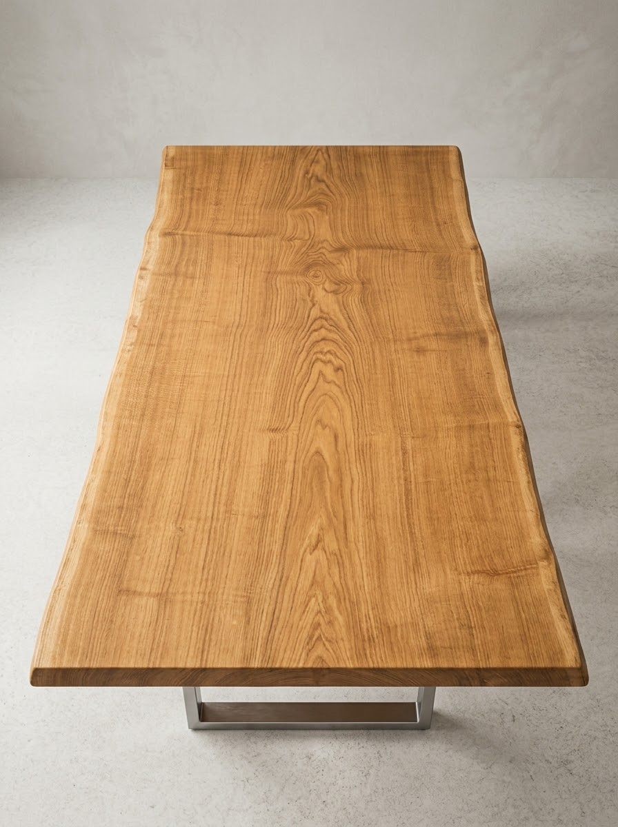 Single slab French Oak tabletop showing continuous natural grain